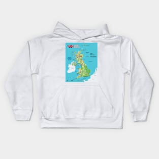 Physical map of England Kids Hoodie
